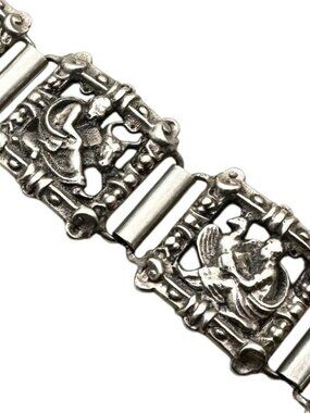 Antique Danish 830 Silver Bracelet Hallmark Panel 7 Inch Bracelet 51 Grams